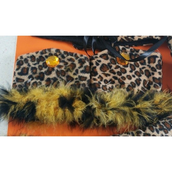 Halloween Cat Accessories Cheetah Leopard Cosplay Headband Choker Tail Cuffs NEW - Picture 4 of 7